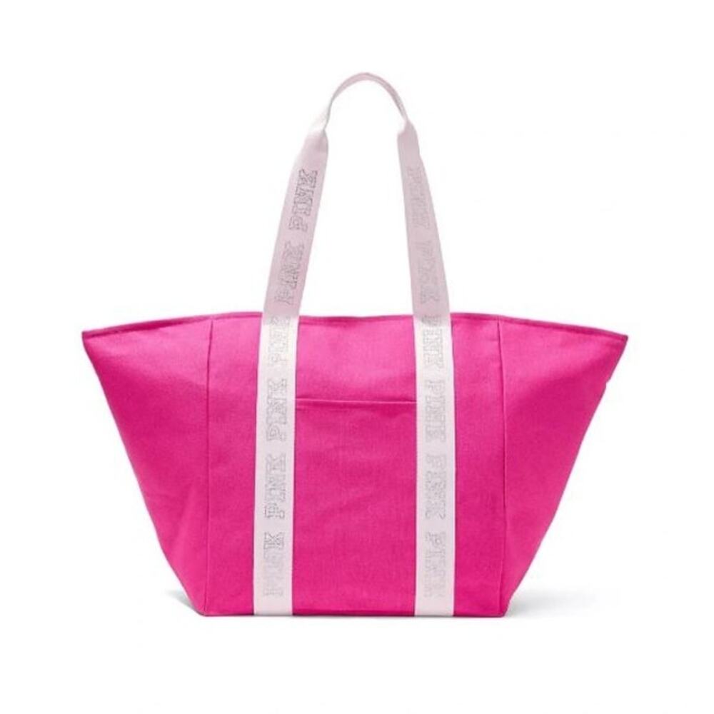 Victoria's Secret VS PINK Pink and White Bling Logo Large Shoulder Tote Bag